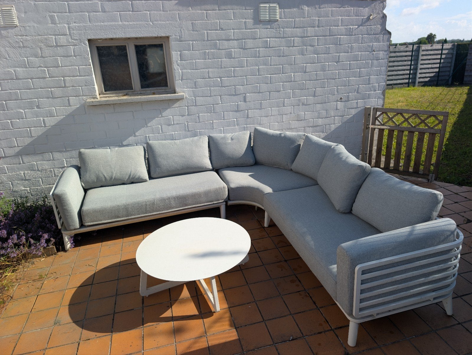 Lounge tuinset hoekopstelling (5p) + tafel + beschermhoes, Jardin & Terrasse, Ensembles de jardin, Salons de jardin, Aluminium