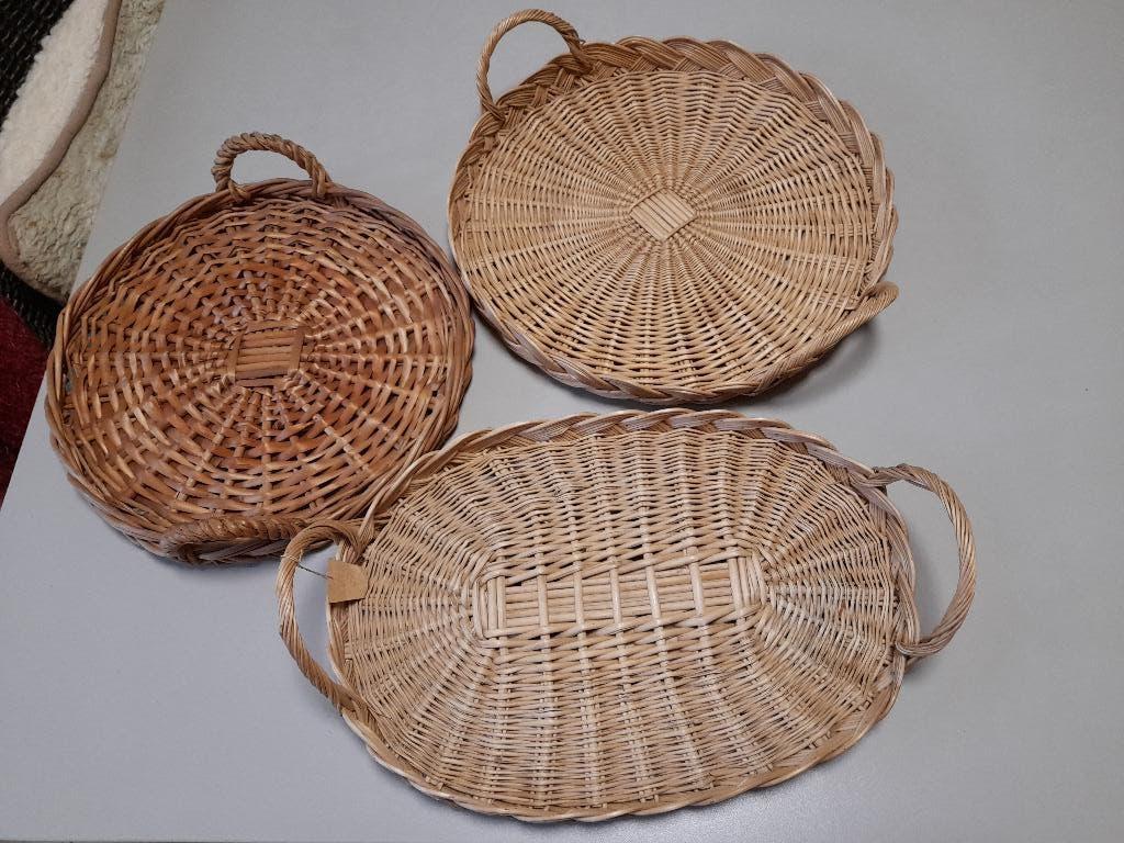 Rieten plateau 's.Serveer of decoratief., Ophalen, Zo goed als nieuw, Rond, Overige materialen