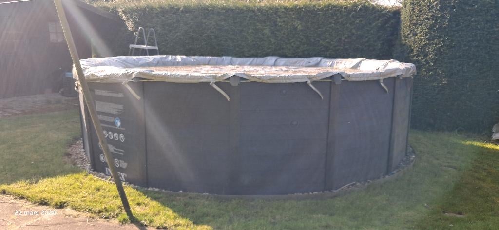 Piscine intex graphite 4,78m+ pompe a chaleur et filtre, Jardin & Terrasse, Piscines, 300 cm ou plus, Rond, Enlèvement, Utilisé