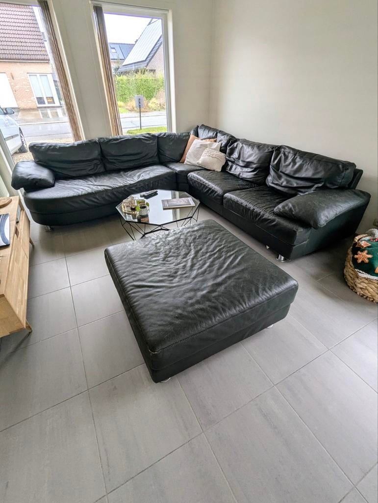 Complete lederen hoekzetel van Morres Meubelen, Ophalen, Leer