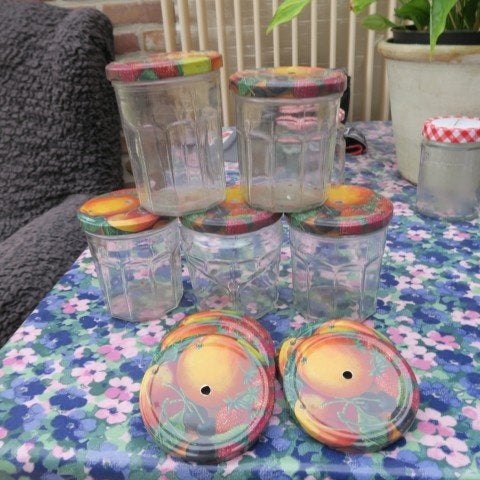Confituurpotjes normaal motief fruit 2 voor 1€, Enlèvement ou Envoi, Autres marques, Multicolore, Autres types