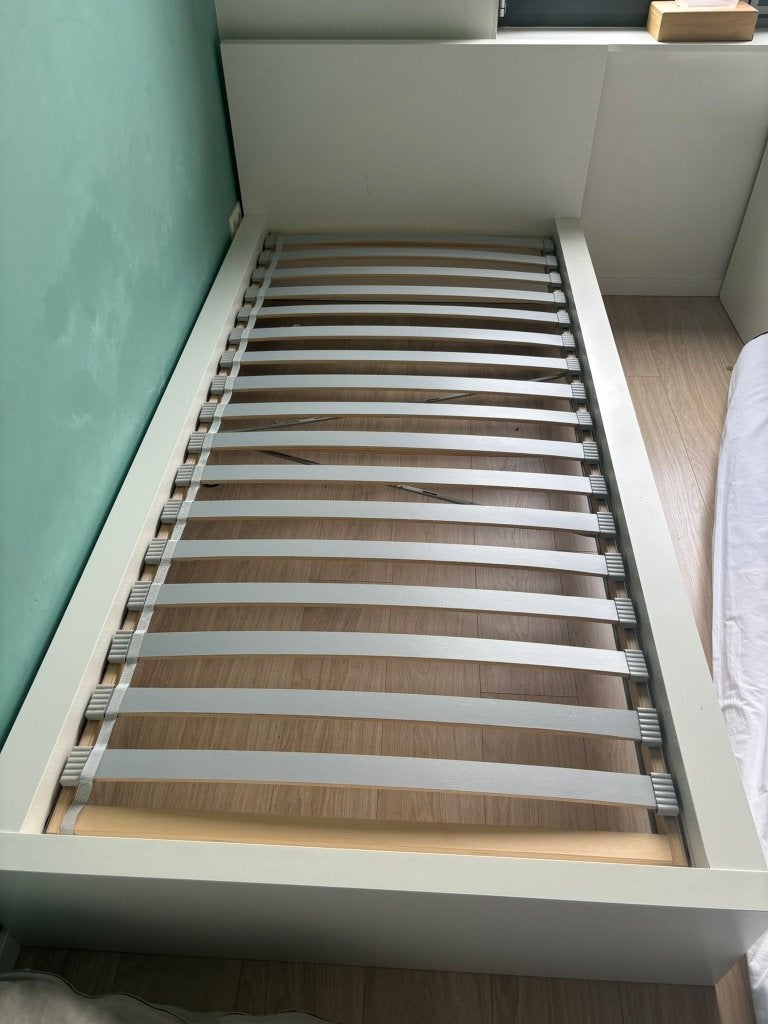Bed, Ophalen, 90 cm, Eenpersoons, Wit