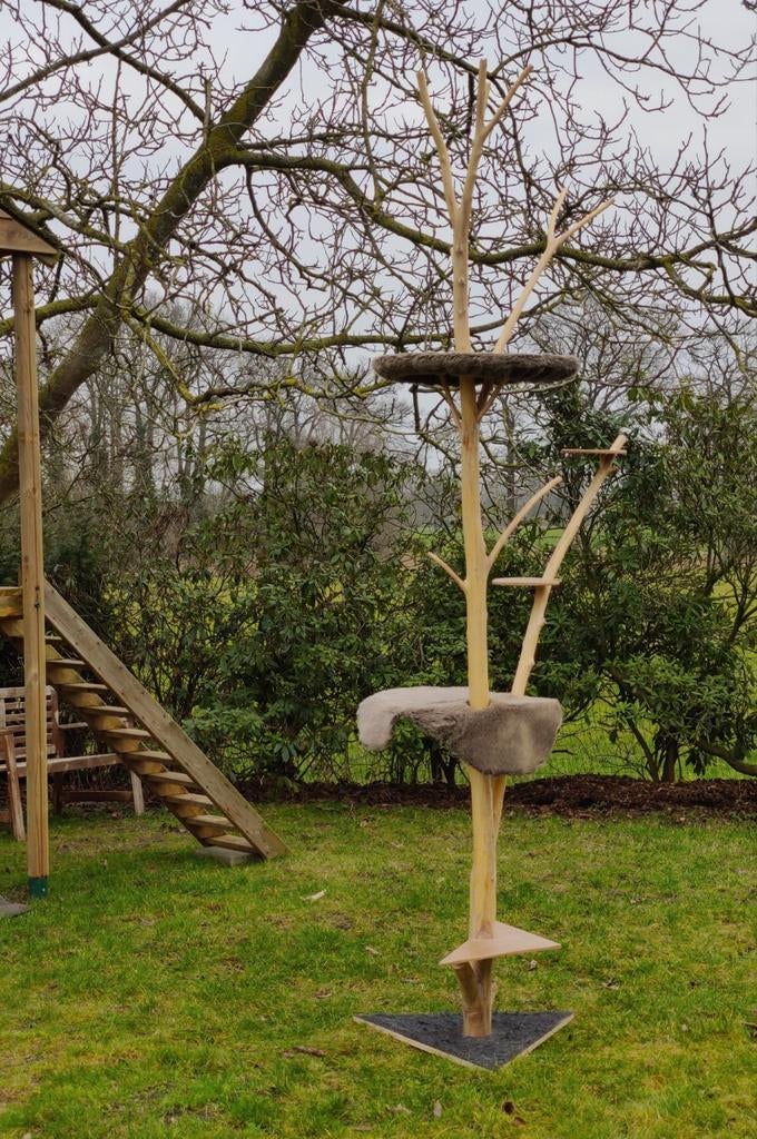 Handgemaakte houten krabpaal (kat niet inclusief), Dieren en Toebehoren, Ophalen