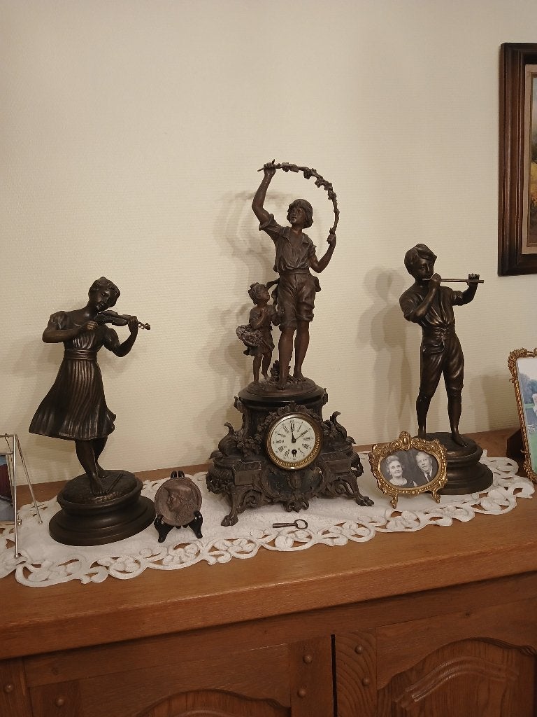 bronzen beelden en klok, Antiek en Kunst, Antiek | Brons en Koper, Ophalen, Brons