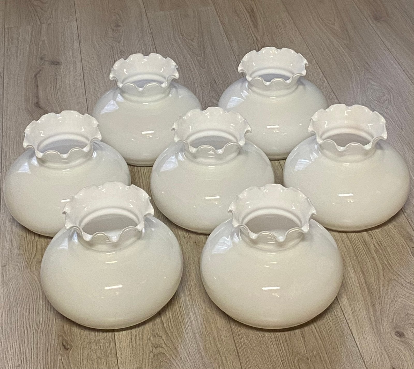 Set van 7 NIEUWE vintage lampenkappen in opaline glas 10€/st, Ophalen of Verzenden, Glas