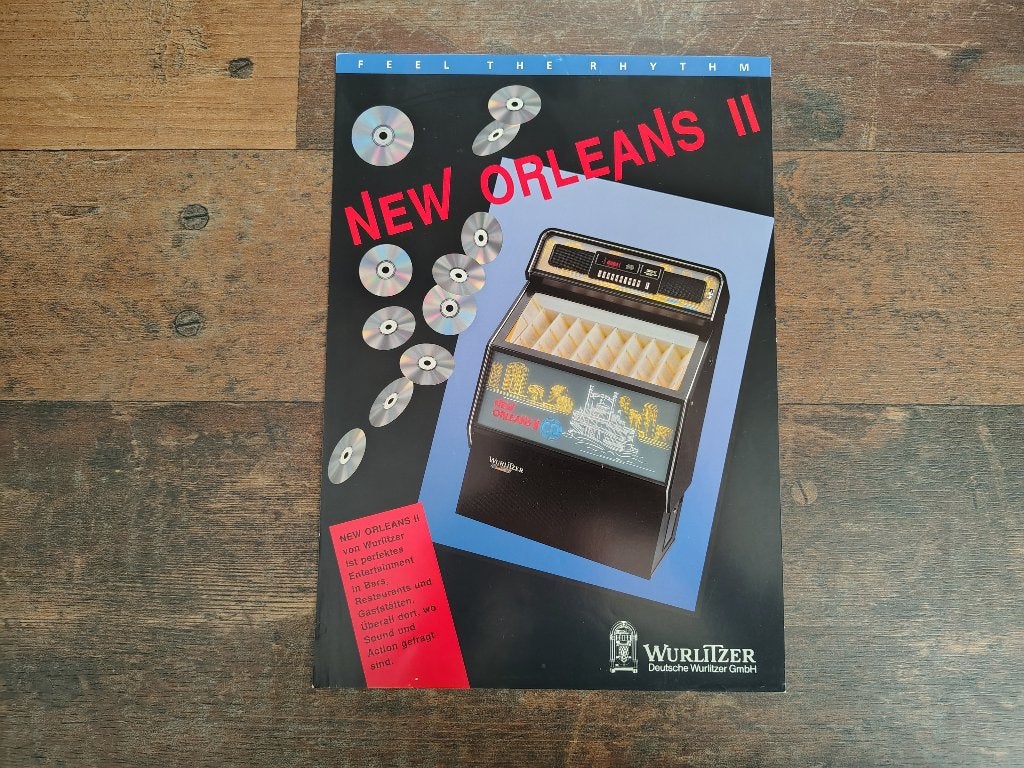 Flyer: Wurlitzer New Orleans II /CD jukebox (1992), Verzamelen, Automaten | Jukeboxen, Verzenden, Wurlitzer