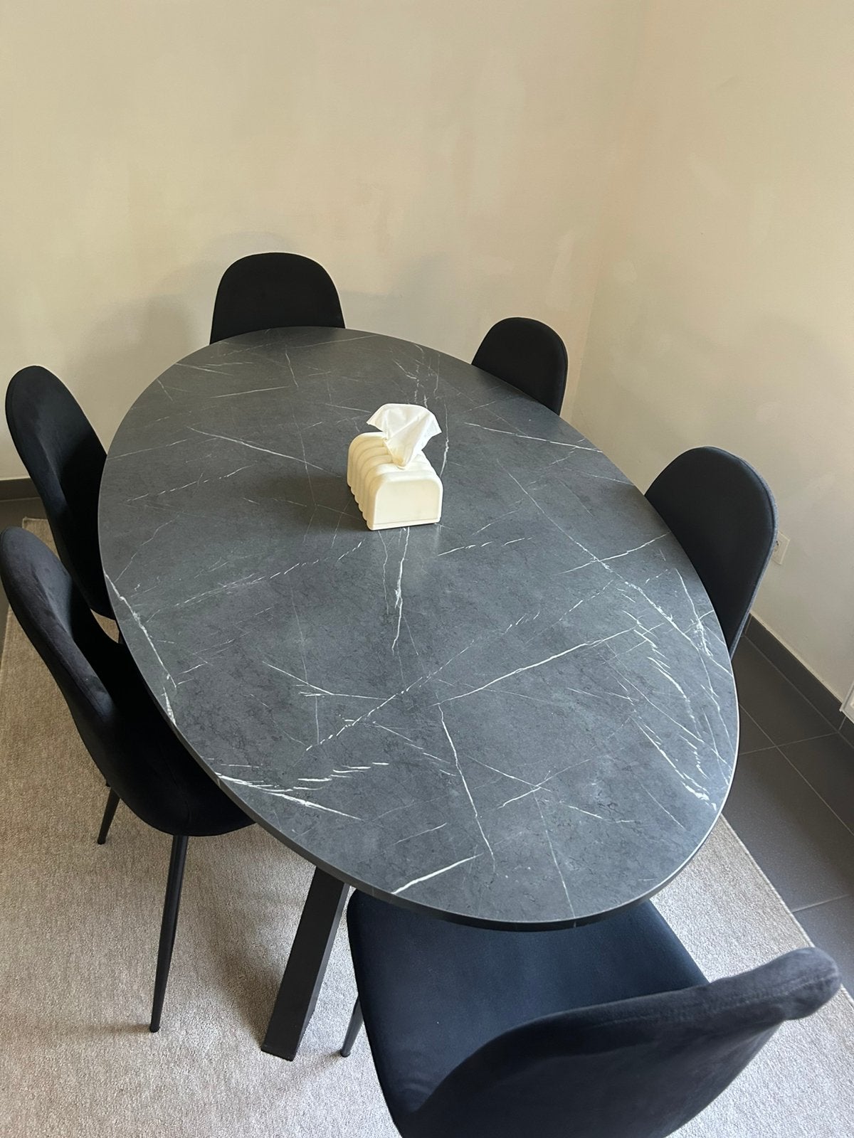 Marmer tafel+ gratis 6 stoelen+gratis salontafel, Enlèvement, Comme neuf