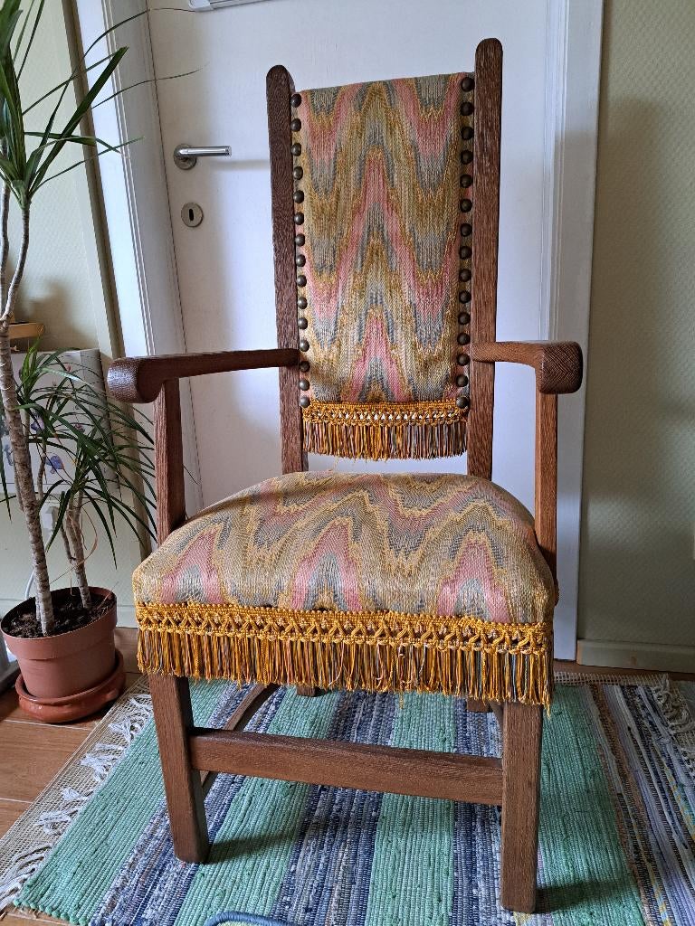 Eiken stoelen met geweven stof, Ophalen, Overige kleuren, Zo goed als nieuw, Stof