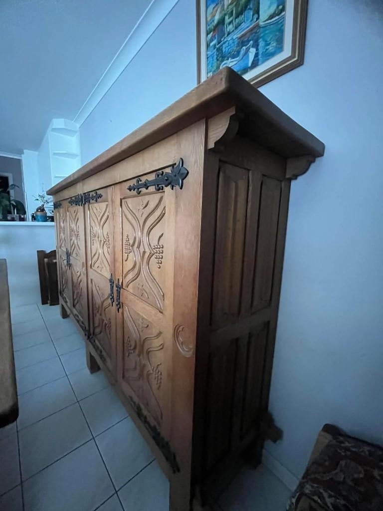 eetplaats dressing tafel stoelen, Ophalen, Zo goed als nieuw, Eikenhout, Antiek