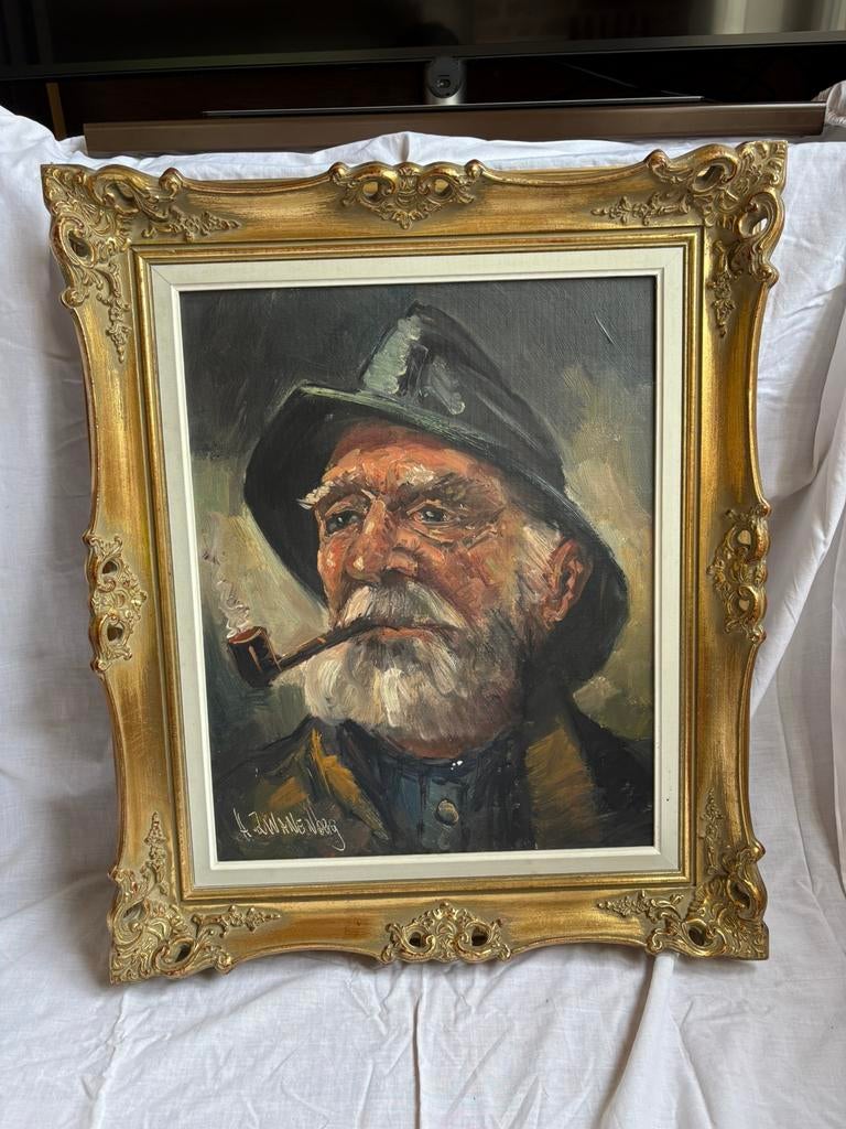 Peinture à l'huile — Homme à la pipe, Antiquités & Art, Enlèvement