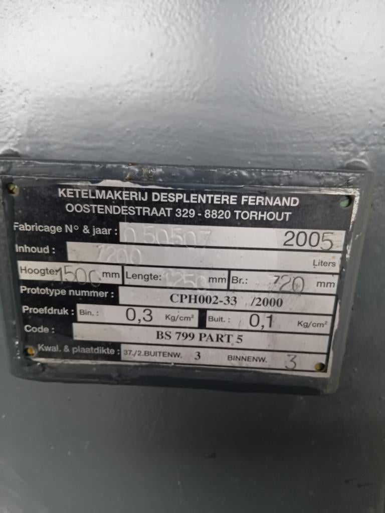 Dubbelwandige mazouttank 1200 liter, Doe-het-zelf en Bouw, Ophalen