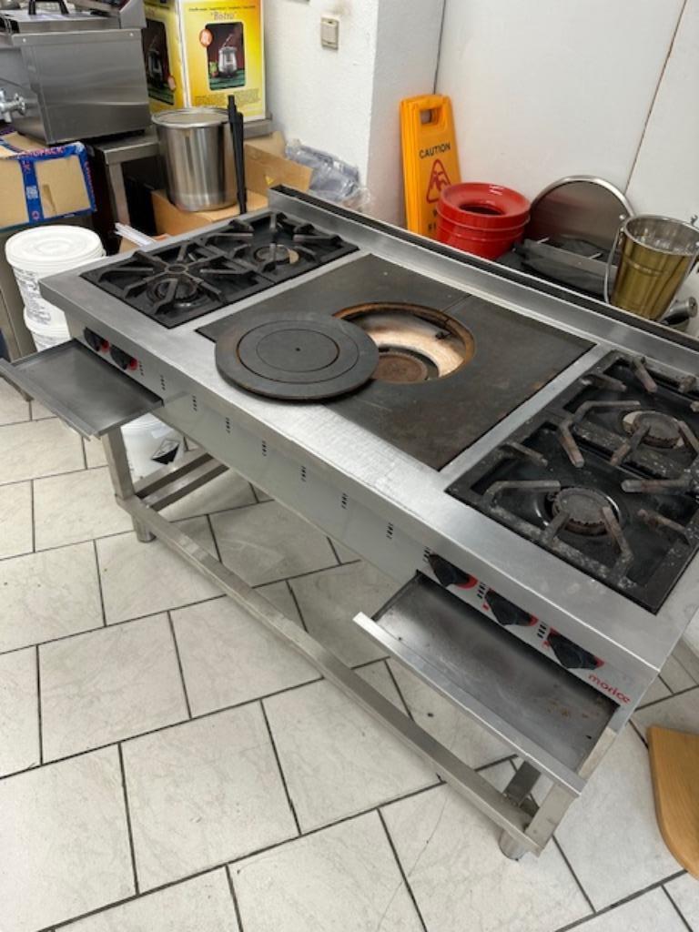 4-pits gasfornuis en kookplaat, Zakelijke goederen, Ophalen, Gebruikt, Fornuis, Frituur en Grillen
