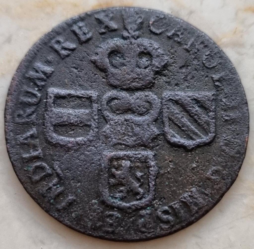 Oord/Liard 1693 (Antwerpen) Karel II, Postzegels en Munten, Munten | België, Ophalen of Verzenden, Losse munt