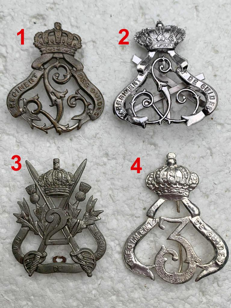 Kentekens, 4x Gidsen Regimenten, Muts Kentekens Variaties, Verzamelen, Ophalen of Verzenden, Landmacht, Embleem of Badge