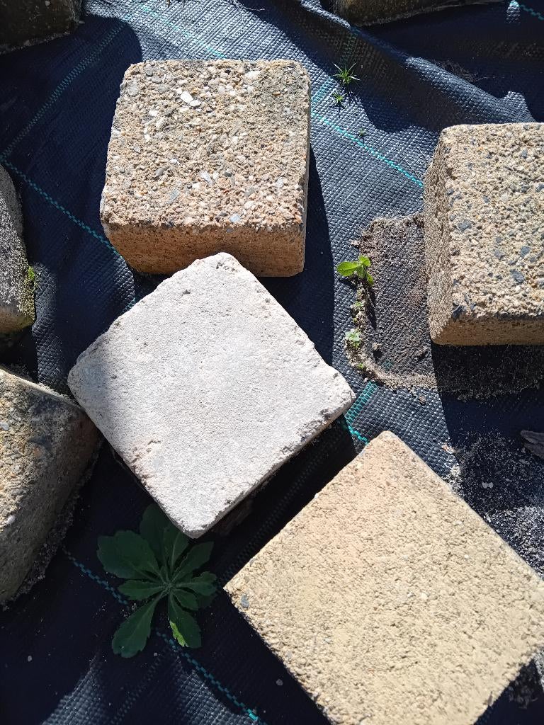 Getrommelde beton klinkers, Tuin en Terras, Ophalen, Gebruikt, Klinkers, 5 tot 10 m²