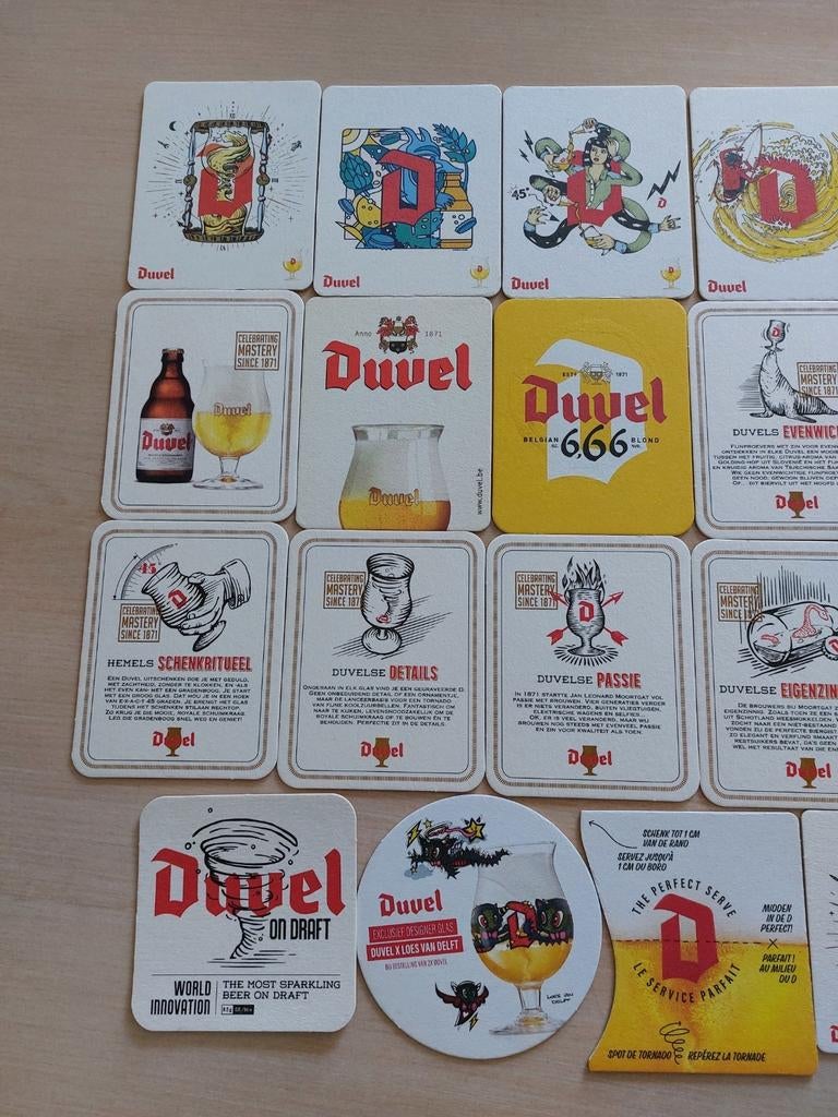 Duvel bierviltjes, bierkaartjes, 19 verschillende viltjes, Ophalen of Verzenden, Nieuw, Viltje(s), Duvel