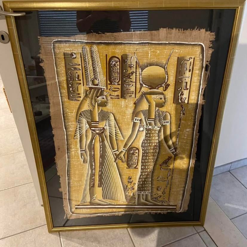 Vergulde kader met Egyptische papyrus, Antiek en Kunst, Ophalen