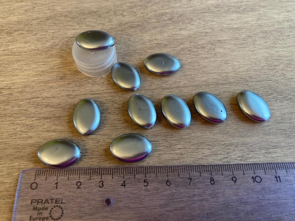 Parels plat ovaal zilvergrijs - 20x14 mm, Ophalen, Nieuw, Kraal