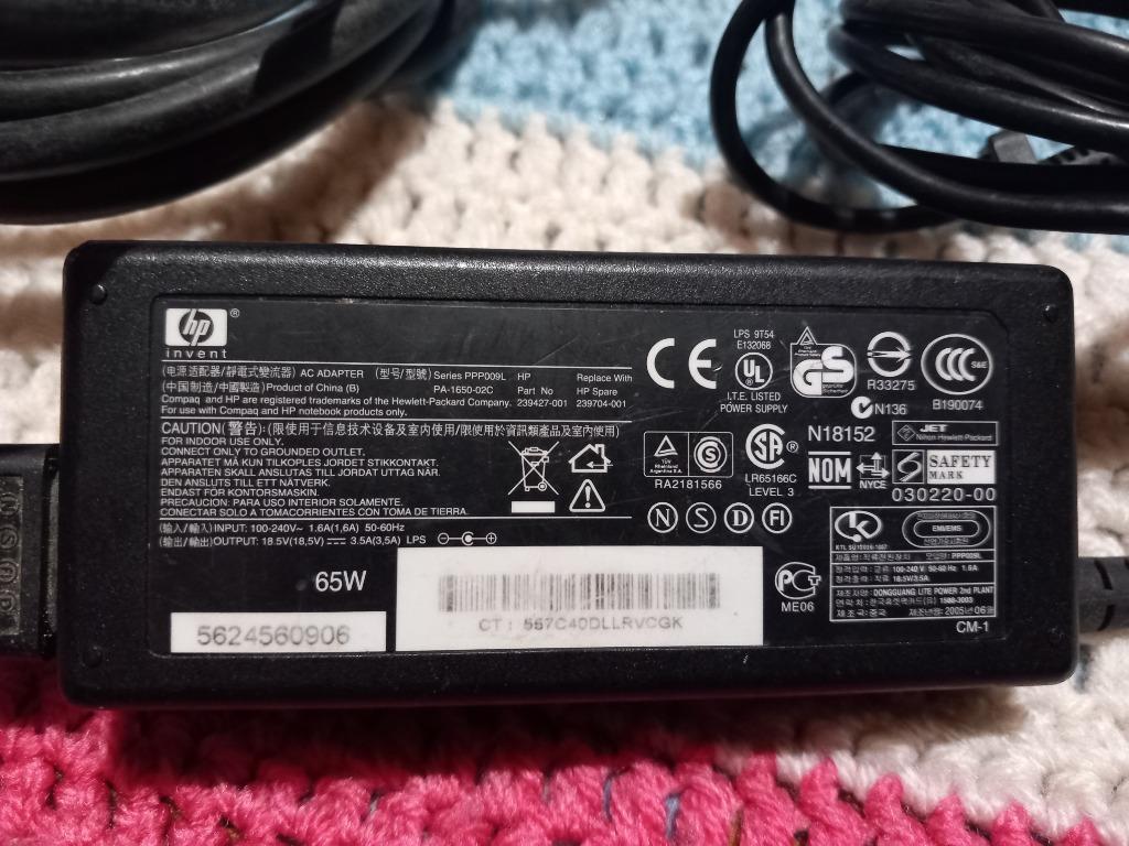 HP/Compaq 65 watt laptopoplader (PA-1650-02C), Computers en Software, Ophalen, Zo goed als nieuw, HP