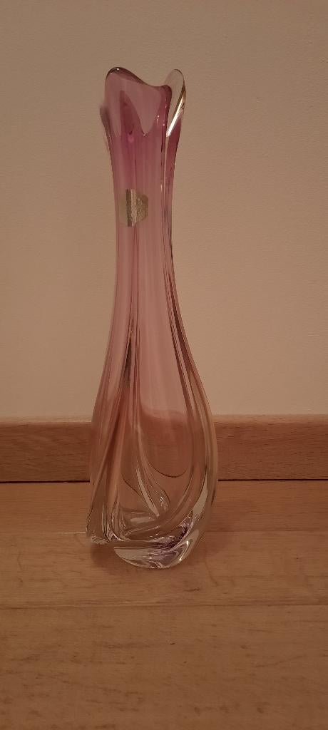 Val St Lambert roze  kristallen behuizing, Antiek en Kunst, Ophalen