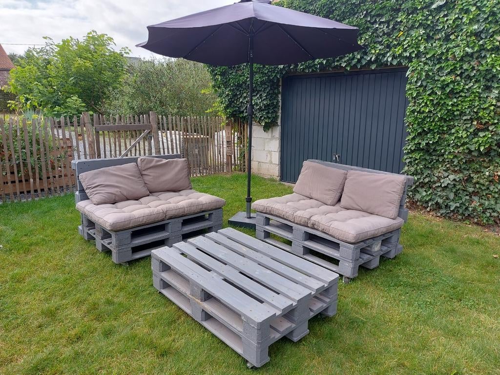 Ensemble de salon Palette avec coussins, Jardin & Terrasse, Ensembles de jardin, Enlèvement, Utilisé, Sets de jardin