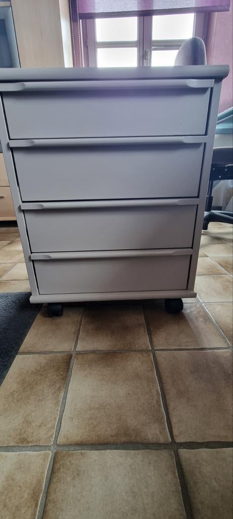 Meuble de bureau à roulettes 4 tiroirs comme neuf., Enlèvement, Comme neuf