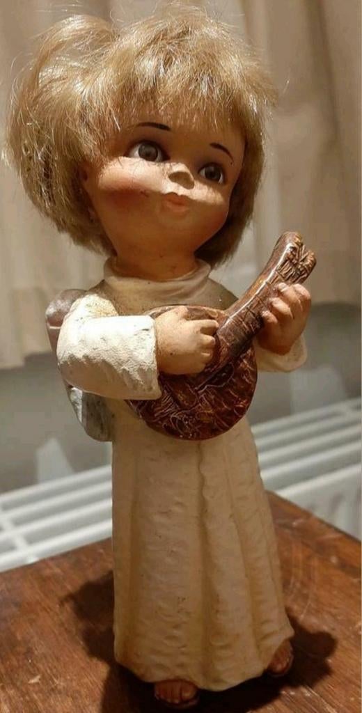 Vintage Beeldje meisje met gitaar ! MOOI ,Teracotta, Ophalen of Verzenden
