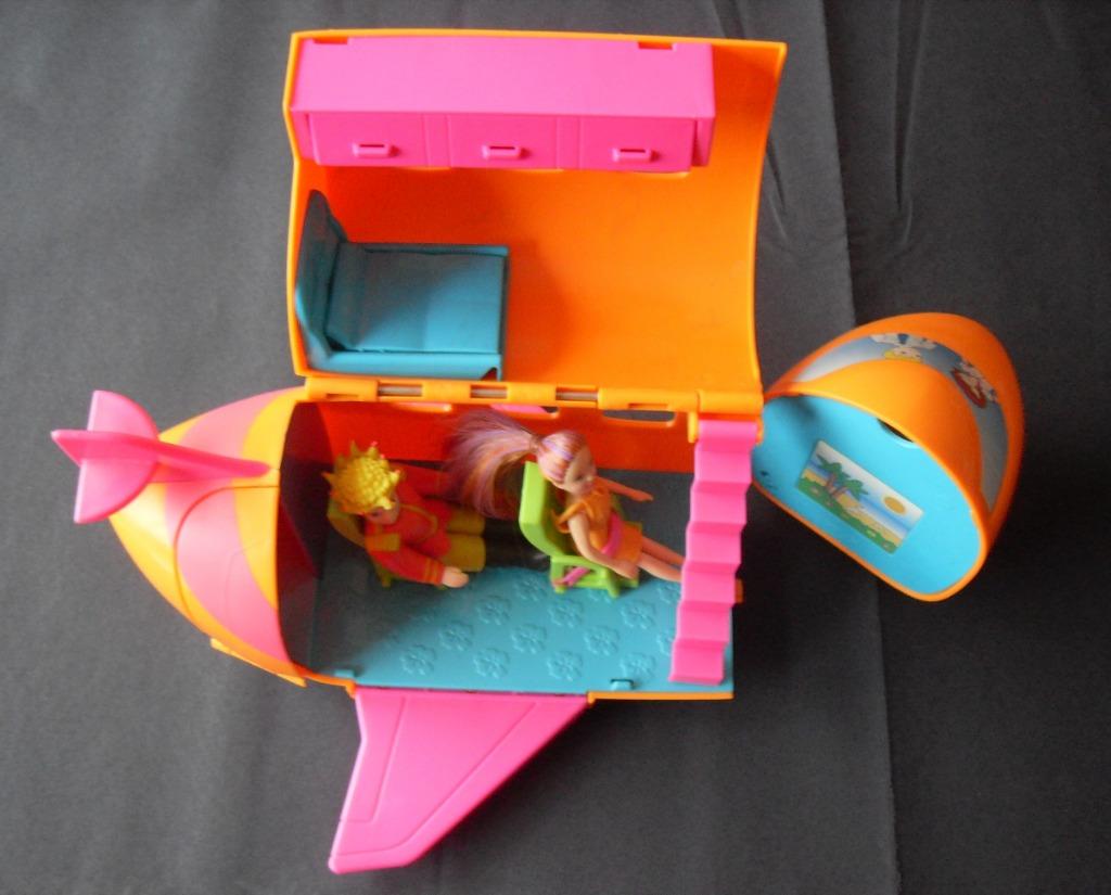 Polly Pocket: Vintage vliegtuig + 2 personages, Verzamelen, Ophalen, Zo goed als nieuw