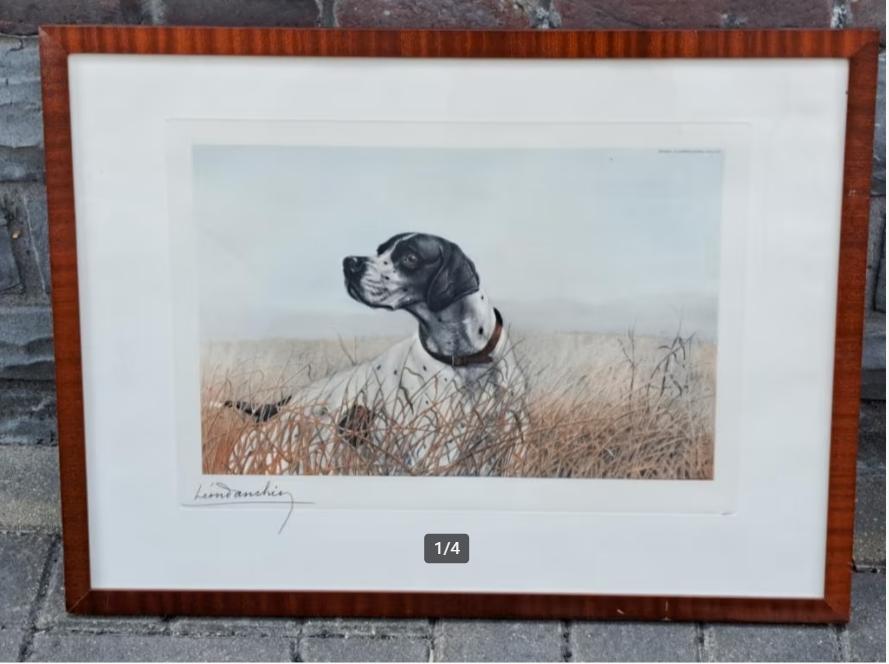 gravure chien signe leon danchin, Antiek en Kunst, Kunst | Etsen en Gravures, Ophalen of Verzenden