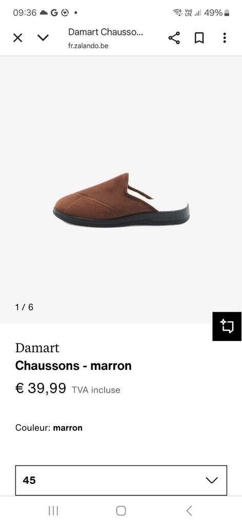 DAMART mules thermolactyl/ Pointure: 45/ Neuf/ Valeur: €40, Neuf, Brun, Enlèvement, DAMART