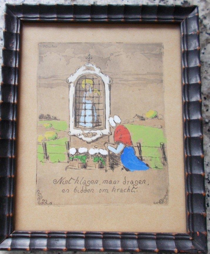 Kader  met religieus motief - P. Chardon, Antiek en Kunst, Ophalen of Verzenden