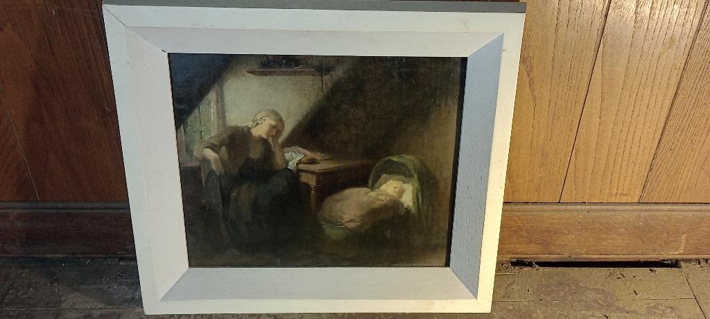 Peinture toile signée Franz Thelen, 50x44, n617, Enlèvement ou Envoi