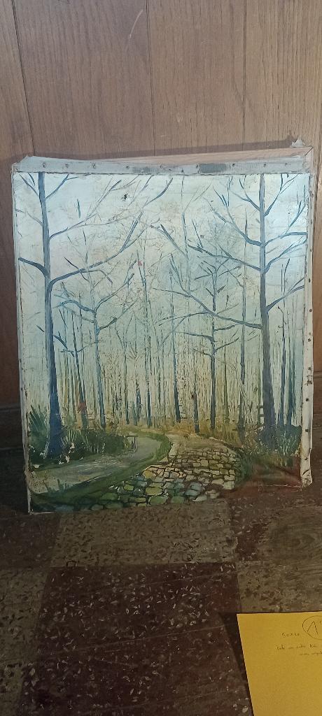 Peinture signée, à restaurer, 50x60, n122, Antiquités & Art, Enlèvement