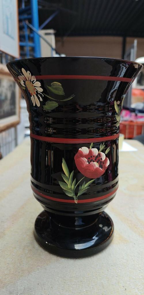 vaas Boomse vaas zwart glas hoogte 22 cm, Antiek en Kunst, Ophalen of Verzenden