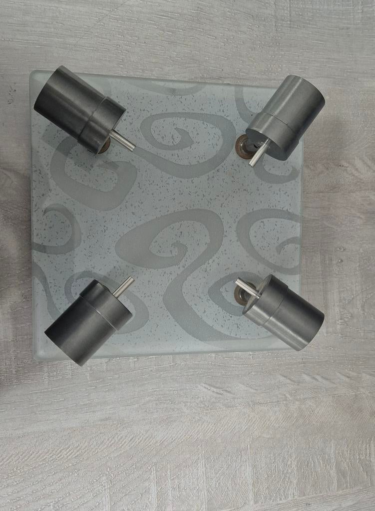 Plafonnier verre/ Inox, Enlèvement, Utilisé, Verre