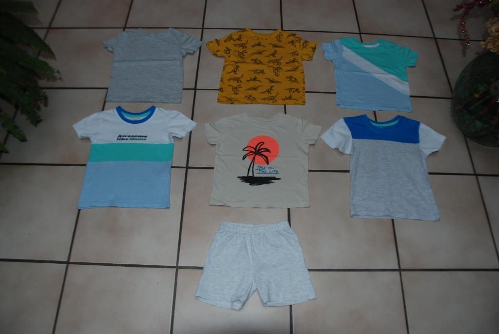 Lot de T-shirts et 1 short Bébé garçon Manches courtes T92cm, Garçon, Enlèvement ou Envoi, Comme neuf, Ensemble