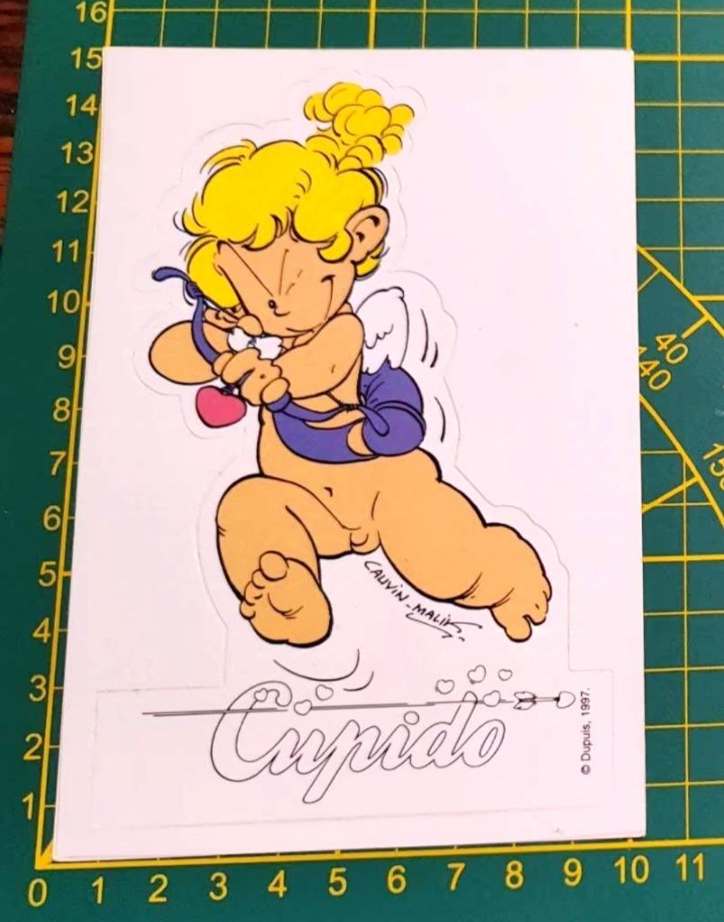 Sticker 1997 Dupuis Cupido strip (Cauvin - Malik), Verzamelen, Ophalen of Verzenden
