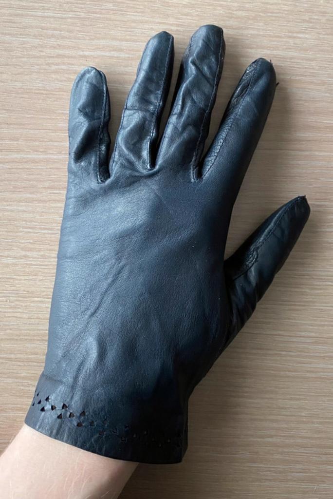 Donkerblauwe vintage handschoenen, Verzenden, Zo goed als nieuw, Vintage, Maat 36 (S)