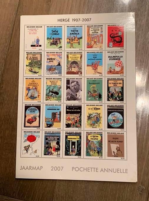 Postzegels verzameling Kuifje Hergé 1907-2007 Jaarmap 2007, Postzegels en Munten, Ophalen of Verzenden