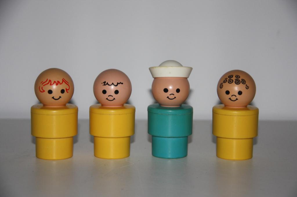 vintage fisher price jumbo little people 4 mannetjes 1970, Verzenden, Gebruikt, Speelset