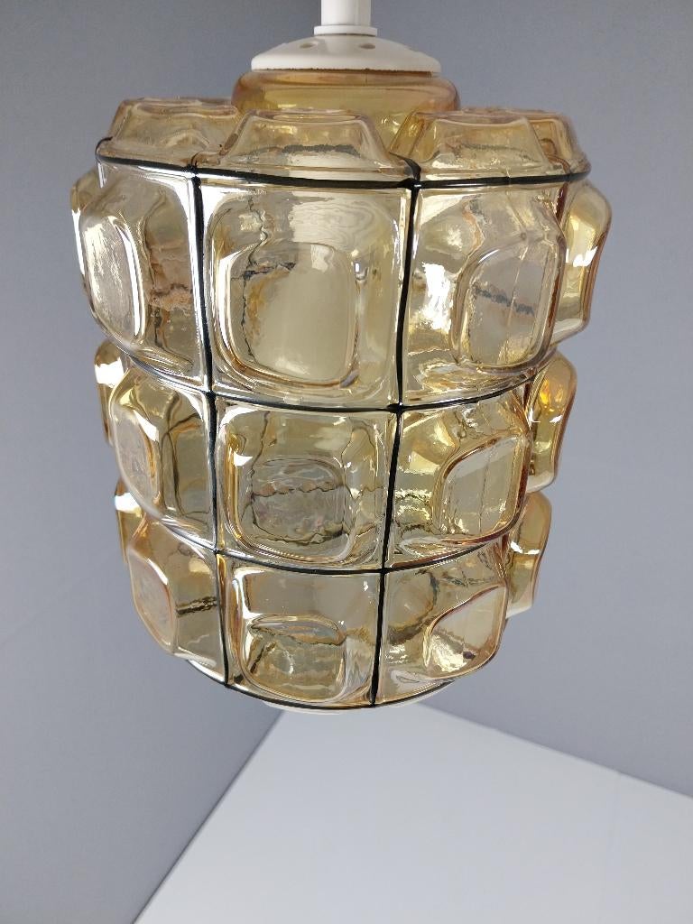 Vintage Hanglamp van Glashütte Limburg, Jaren 60, Enlèvement ou Envoi, Utilisé, Verre, Vintage