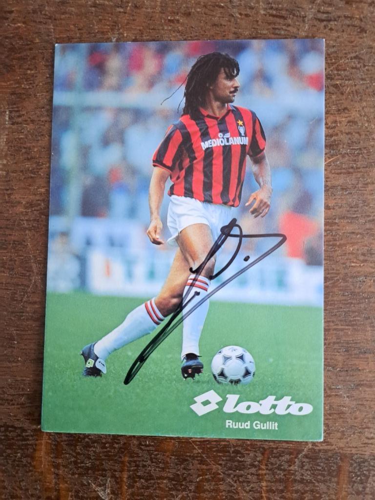 Fotokaart Ruud Gullit  met handtekening, Verzenden, Zo goed als nieuw, Spelerskaart
