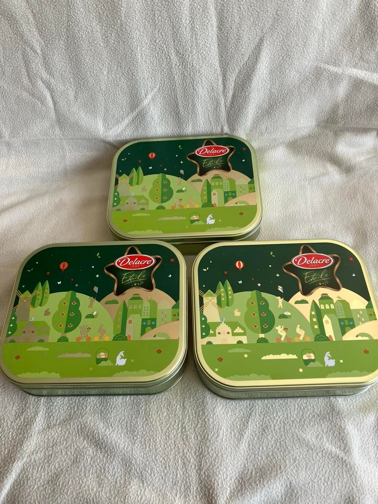 Delacre biscuits Boîte métallique vide  3 pièces Etoile, Collections, Boîte en métal, Enlèvement ou Envoi, Neuf, Biscuits, Autres marques