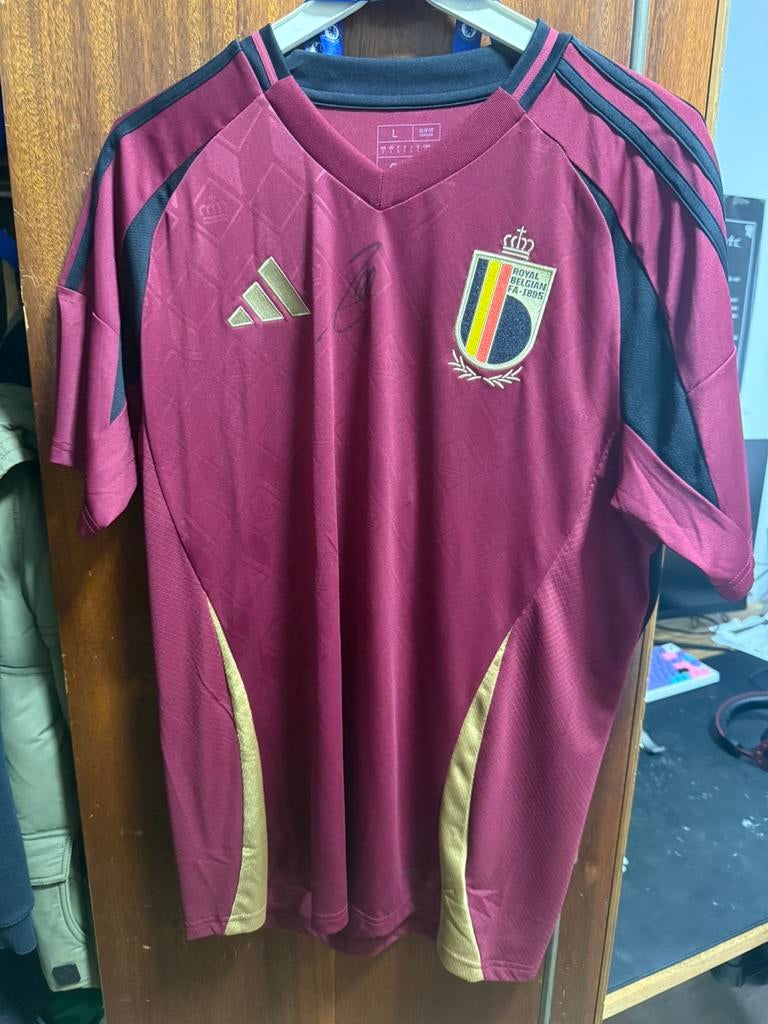 Maillot Belgique signé Amadou Onana - Taille L, Maat L, Ophalen of Verzenden, Zo goed als nieuw, Shirt