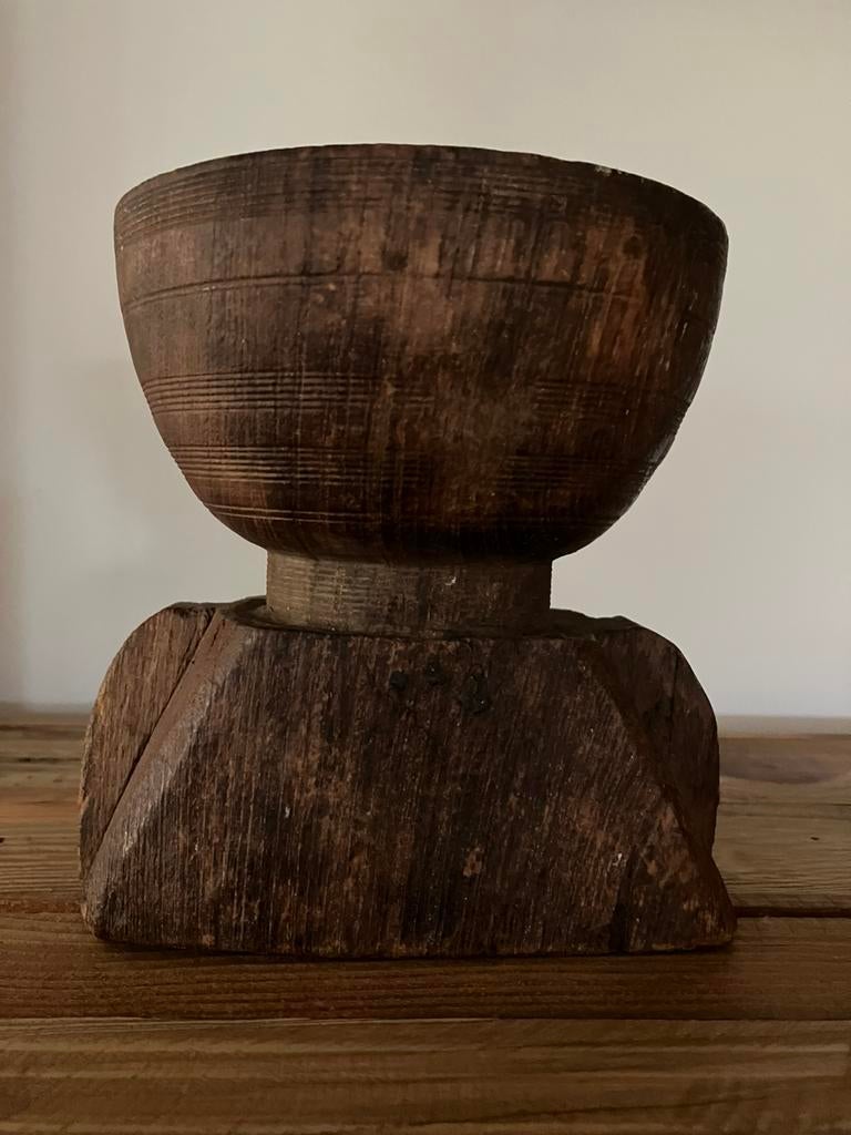 Landelijke houten kandelaar, Ophalen of Verzenden, Zo goed als nieuw