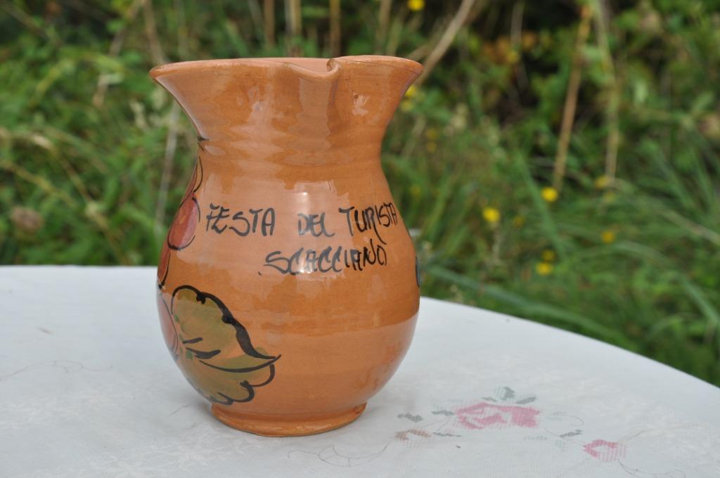 pichet terre cuite maillée decor raisin et poisson, Enlèvement ou Envoi