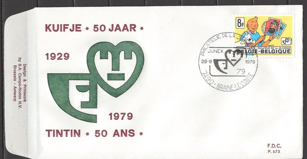Année 1979 : FDC 1944 - Tintin/Kuifje - Obli Braine-Le-Comte, Postzegels en Munten, Ophalen of Verzenden