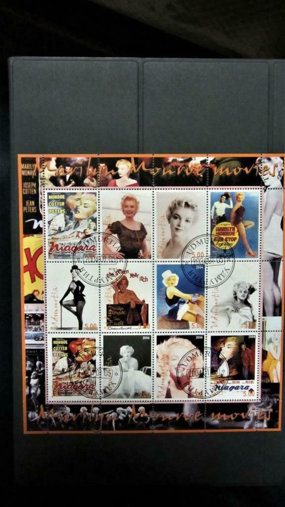 POSTZEGELS OP BLAADJE- MARILYN MONROE, Postzegels en Munten, Ophalen of Verzenden, Gestempeld, Overige thema's