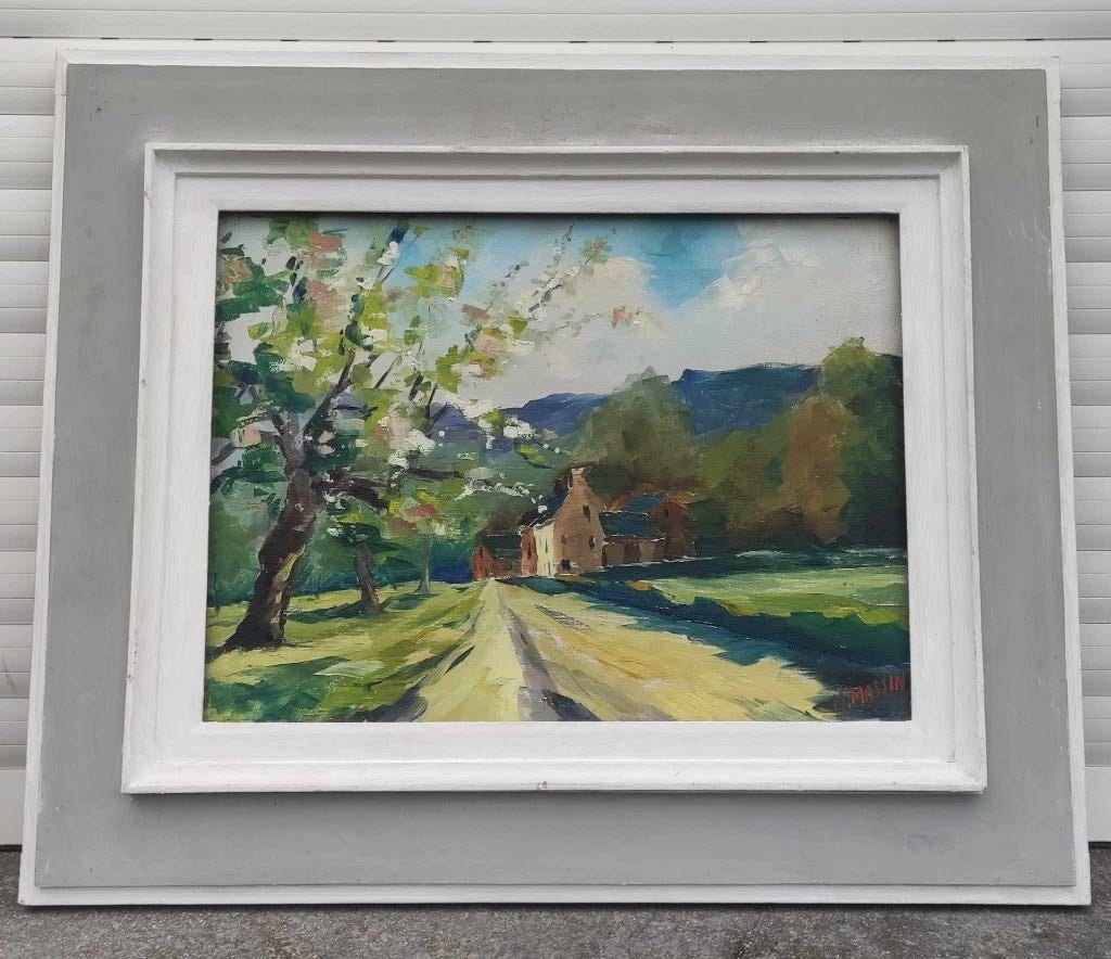 huile sur toile paysage ardenais signe monique massin, Enlèvement ou Envoi