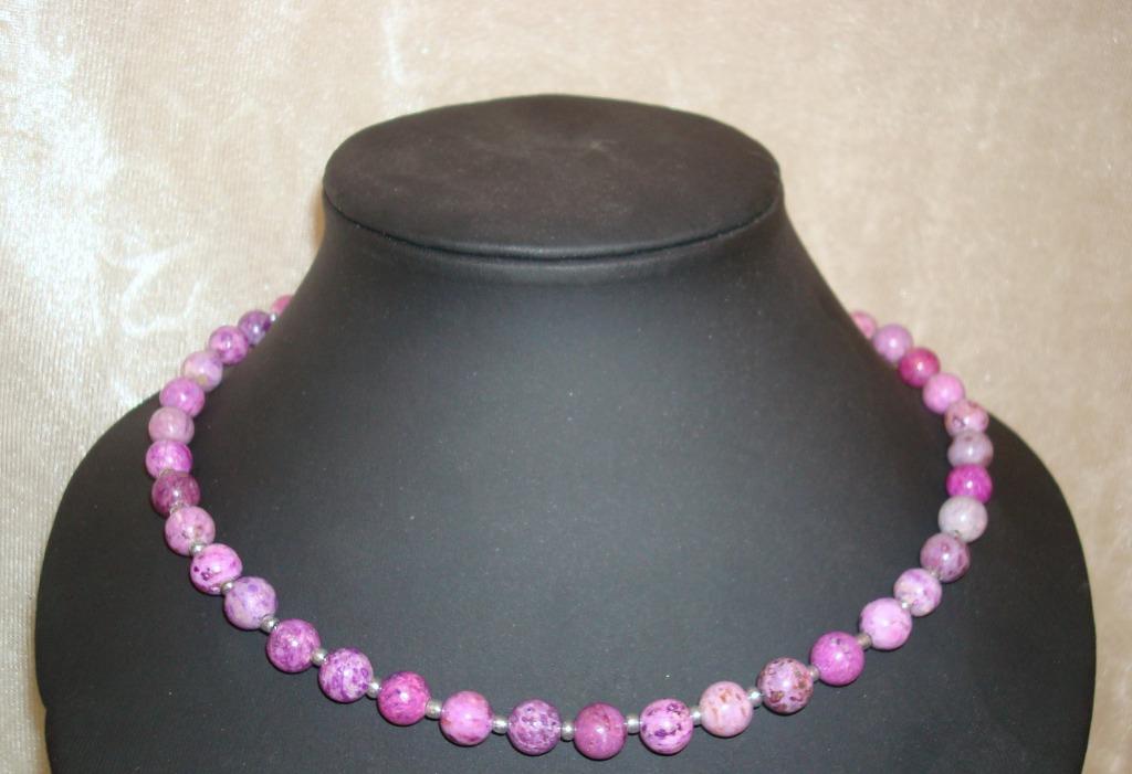 VENTE : Collier en agate folle violette, Bijoux, Sacs & Beauté, Colliers, Neuf, Réglable, Pierre ou Minéral, Violet